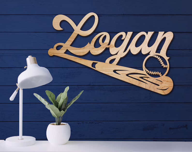 Baseball Bat Name Sign