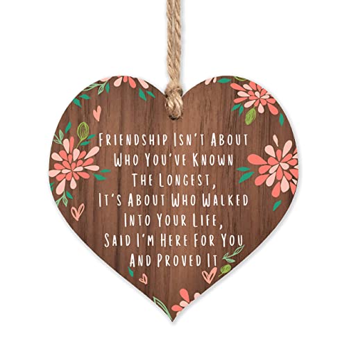 Love Best Friend Friendship gift Women Birthday Plaque Wood Hanging Heart  Thank You Gift