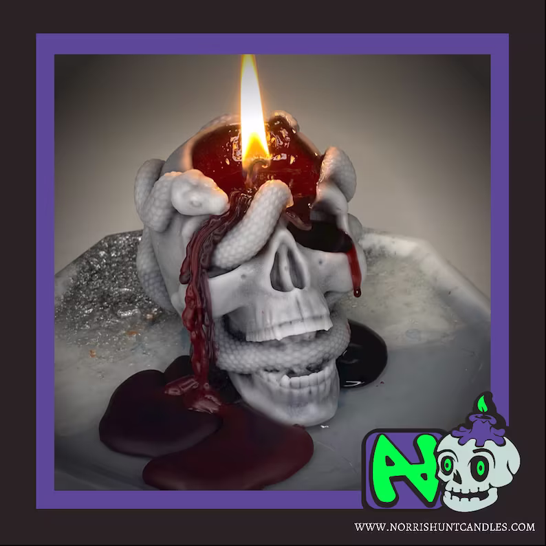 Bleeding Snake Skull Candle