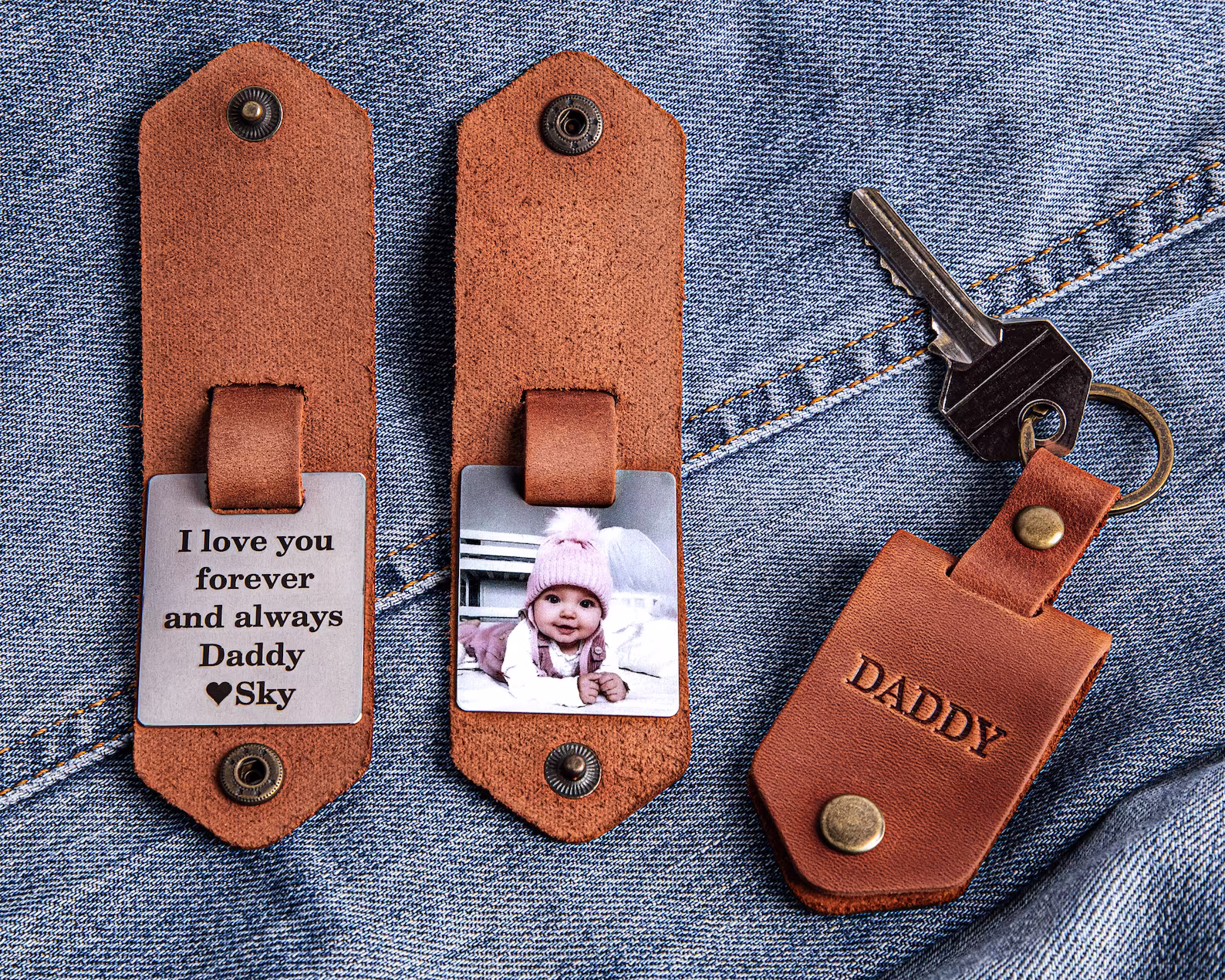 Dad Leather Keychain