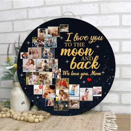 Moon Shape Round Wood Sign