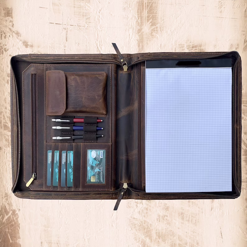 Personalized Leather Portfolio for Him