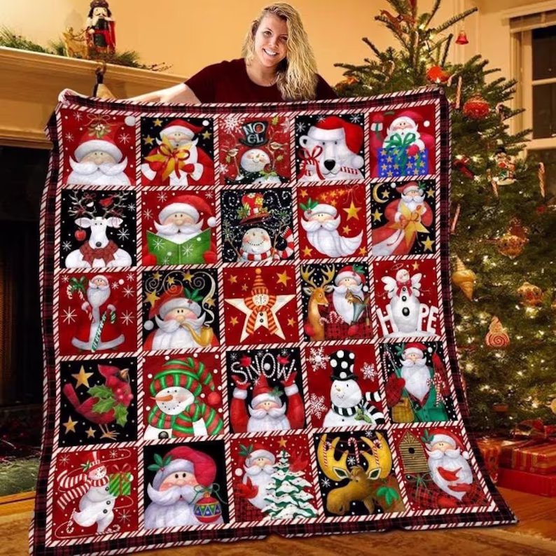 Santa And Snowman Blanket