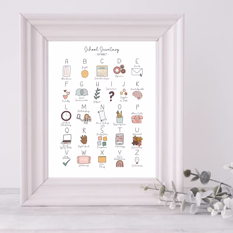 School Secretary Alphabet Print