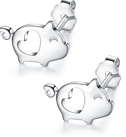 Love Heart Cute Pig Earrings