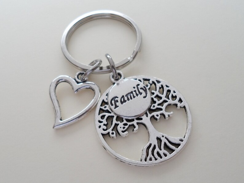Family Tree & Heart Keychain