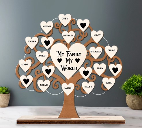 Amazon.com: 3D Family Tree Wall Decor Family Names Sign DIY Family Tree  Wooden House Warming Gifts Grandparent Gift with 25 Wood Hearts and 30 Hook  and Loop Stickers, 15.75 x 11.81 Inches :