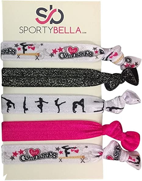 BEDSIFV 24Pcs Gymnastics Gifts for Girls, 4 Gymnastics Makeup Bags, Canvas,  16 Gymnastics Hair Ties, 4