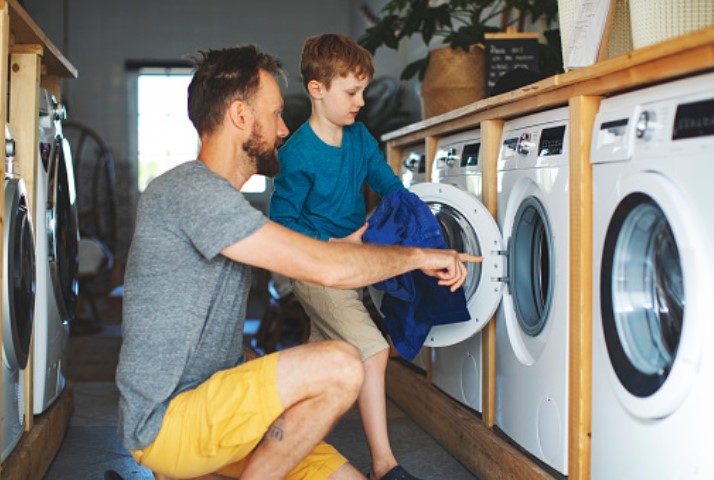 Place soiled clothing in the laundry basket