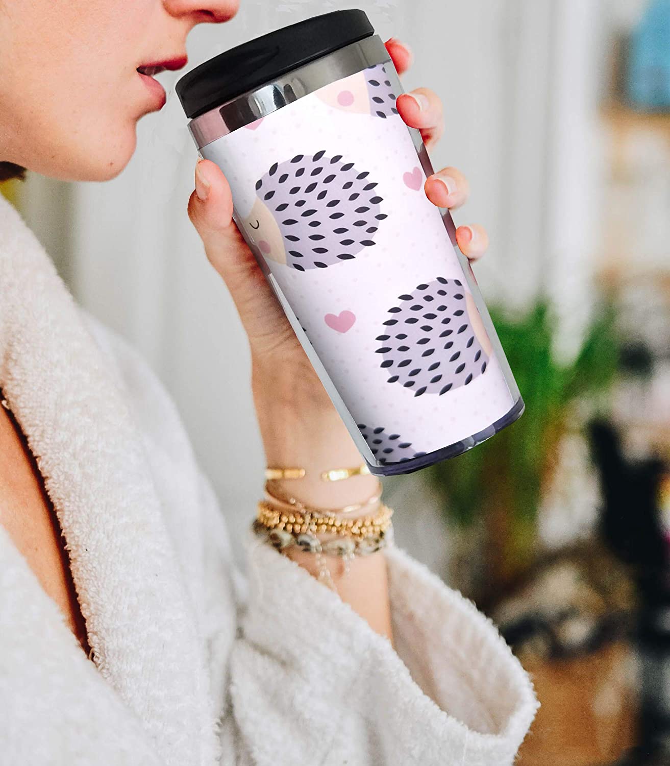 Hedgehog Tumbler, Cute Skinny Tumbler with Straw and Lid, Cute Hedgehog Gifts for Women, Hedgehog Cup/Coffee Travel Mug, Unique Birthday Gifts for