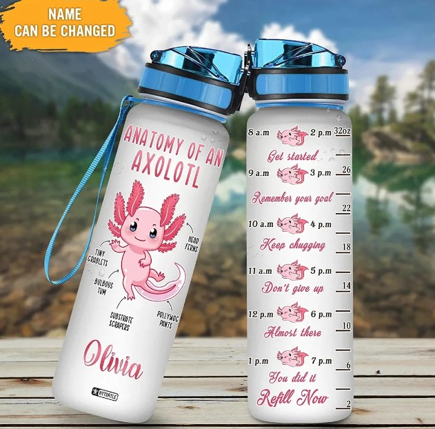 Axolotl Water Bottle, Axolotl Gifts, Stainless Steel Water Bottle