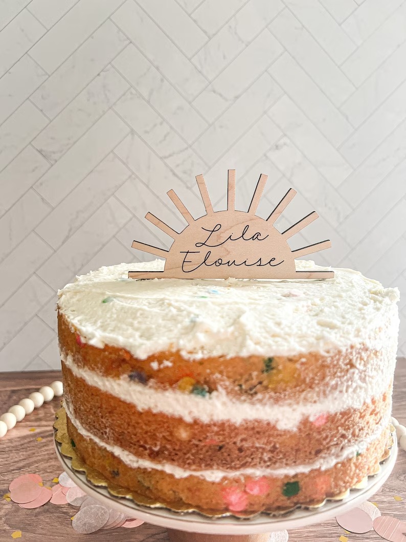 Half Sun Script Cake Topper
