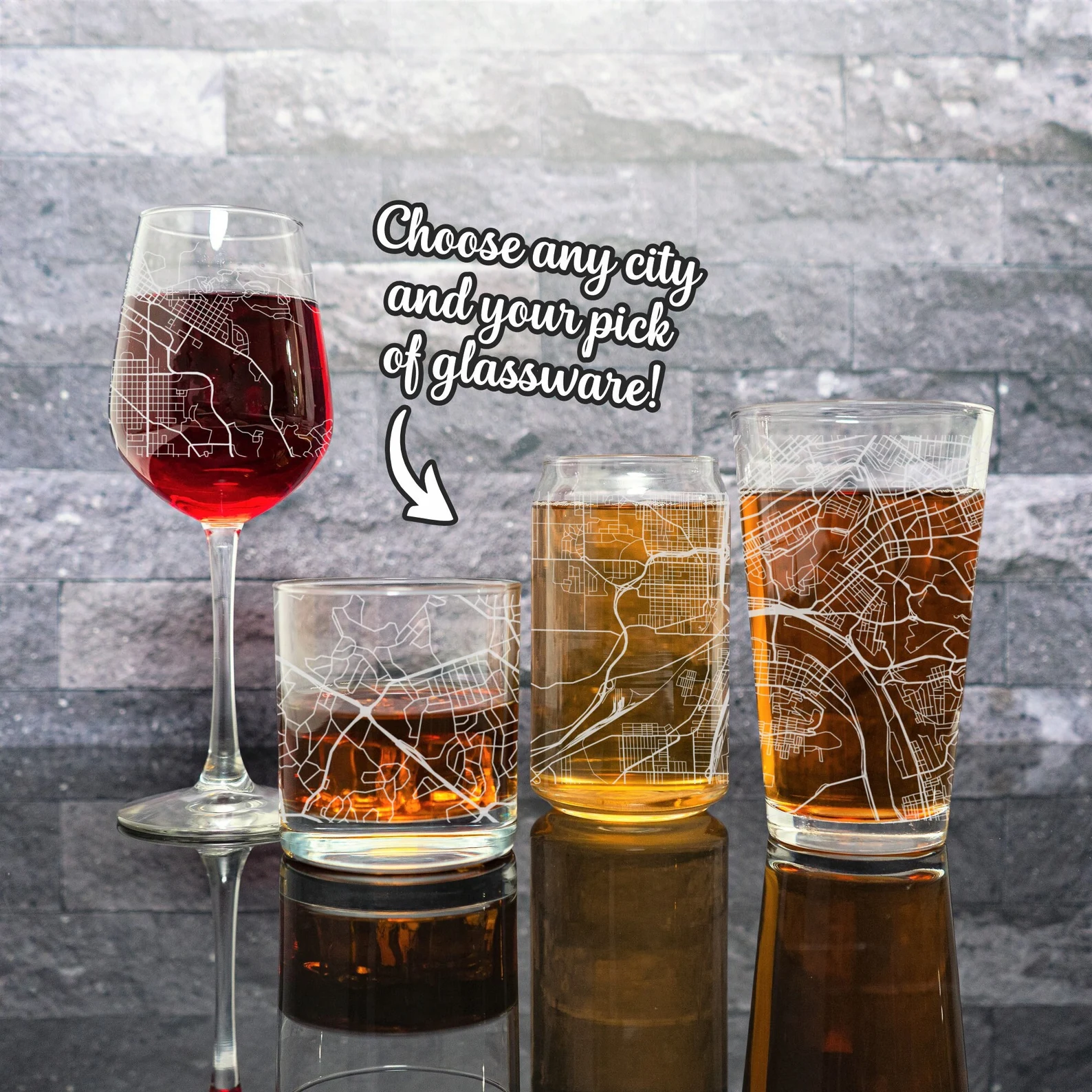 Custom City Map on Pint Glass