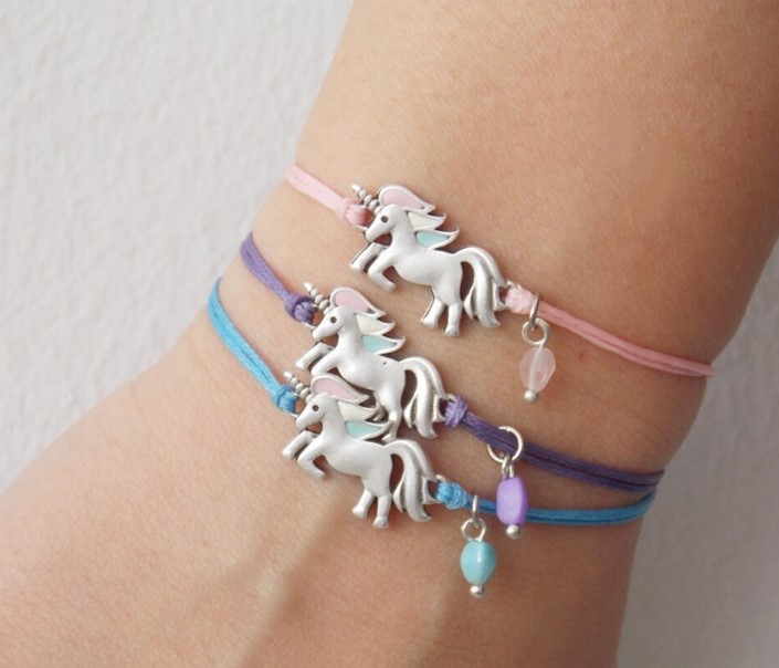 Personalized Unicorn Bracelet, Little Girl Charm Bracelet