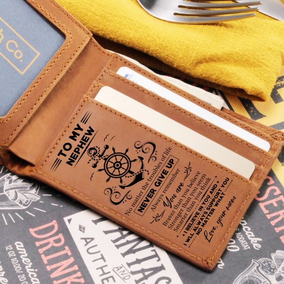 Personalized Engraved Leather Wallet For Nephew