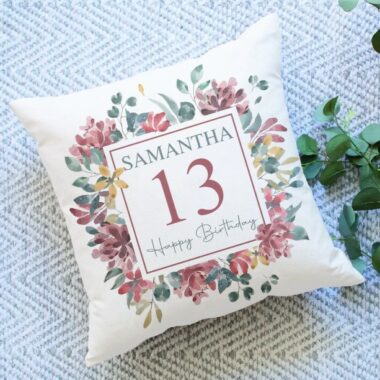 13th Birthday Floral Pillow