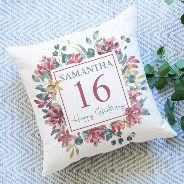 16th Birthday Floral Pillow 1