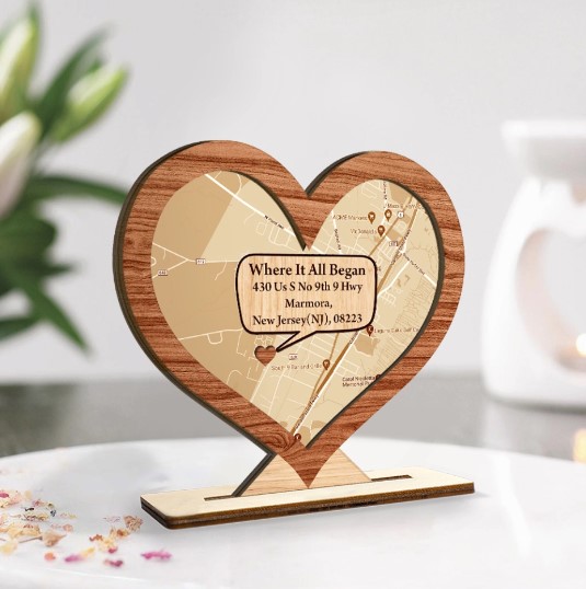 Personalized Wooden Heart Shape Happy Valentine's Day Love