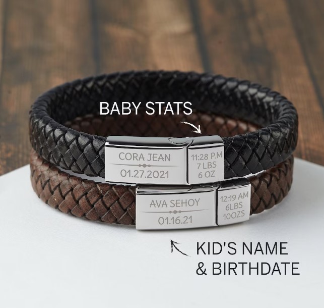 Gifts For Dad - Leather Bracelet With Names – Get Engravings