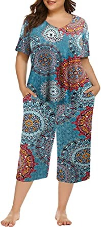 JINSHI Women Capri Trousers Casual Lounge Pants Ladies Relaxed