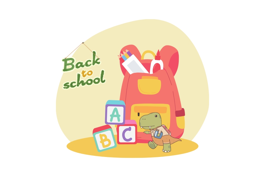 Back to School Clipart-colorful red blue yellow kids school backpack