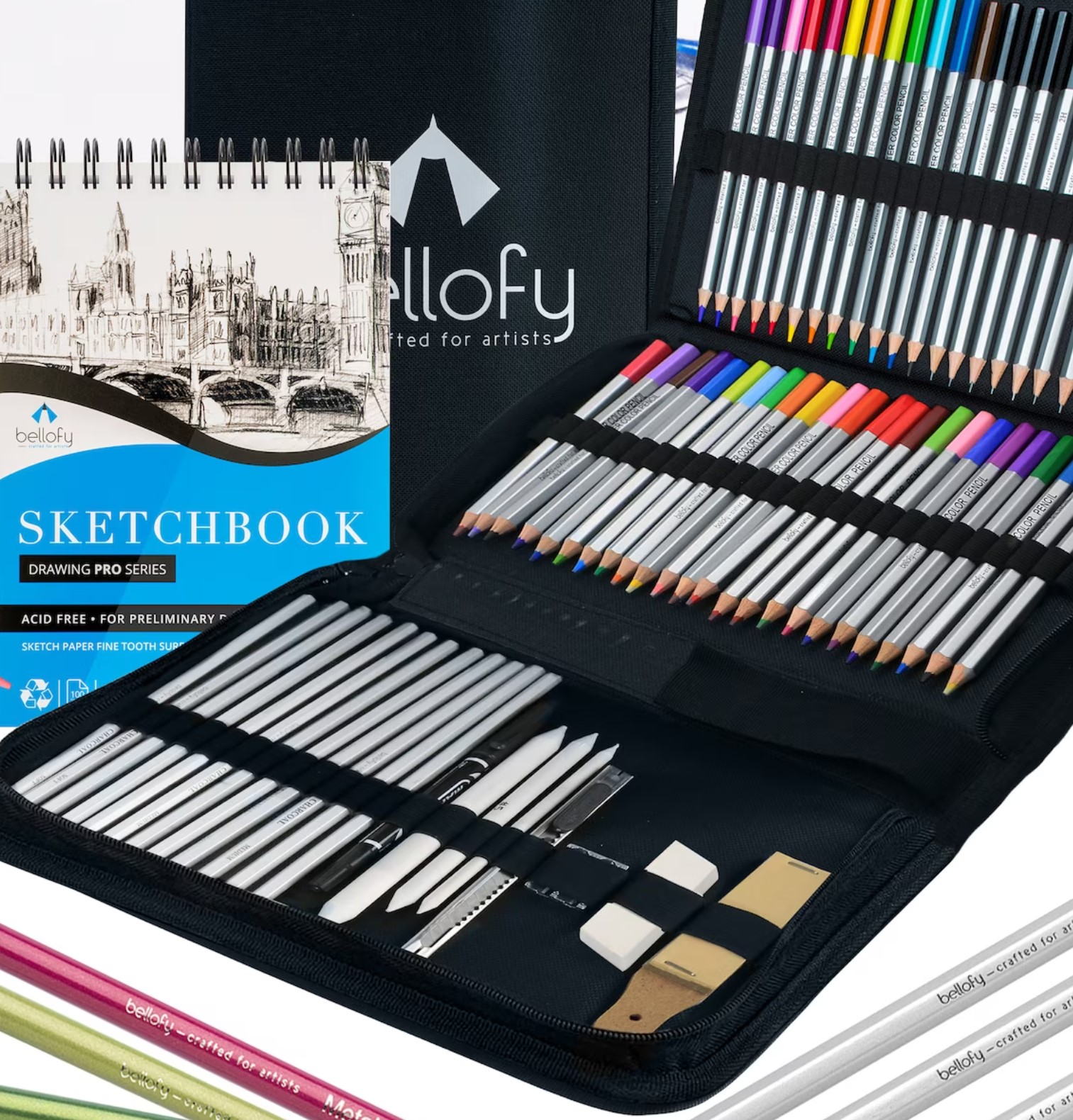 Bellofy Artist Drawing Set Sketching Drawing Kit -100 Sheet