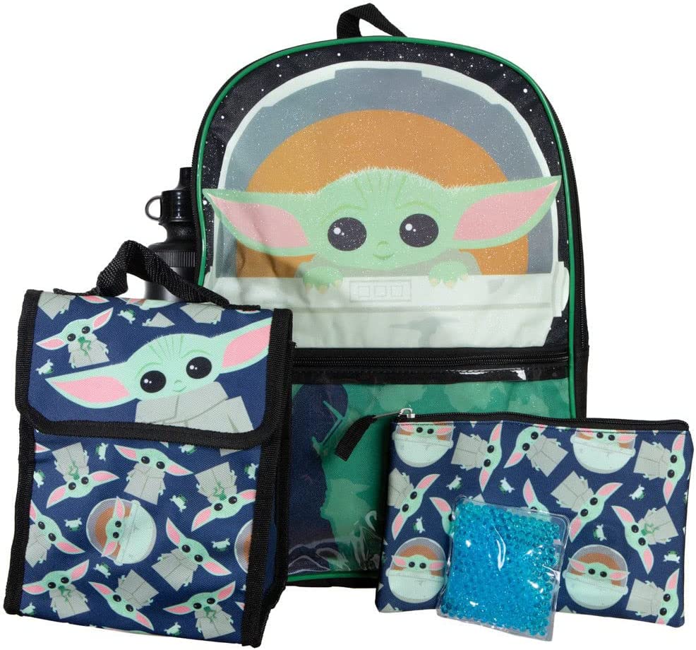 Disney Star Wars Mandalorian Baby Yoda Boy's Girl's Adult Soft Insulated School Lunch Box (One size, Blue/Green)