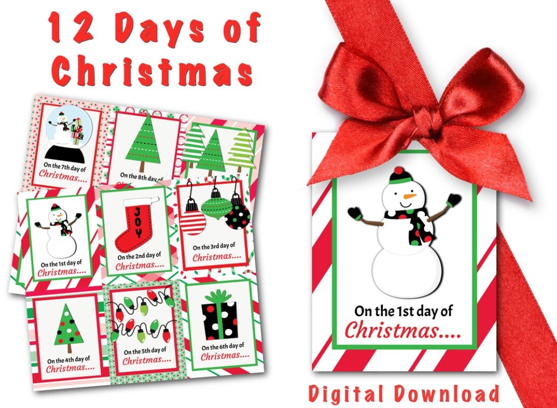 12 Days of Christmas Gift Tags, Secret Santa Printable, Christmas Neighbor  Gifts, 12 Days of Xmas, Christmas Family Gifts Printable - Etsy