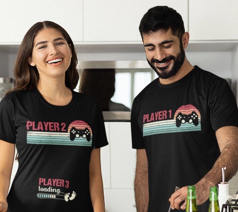 Player 1 Player 2 Shirts, Couple Shirt, Pregnancy Shirt, Funny