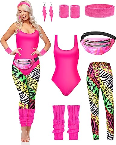 Women's 80s 90s Workout Costume Outfit, 80s 90s Accessories Set