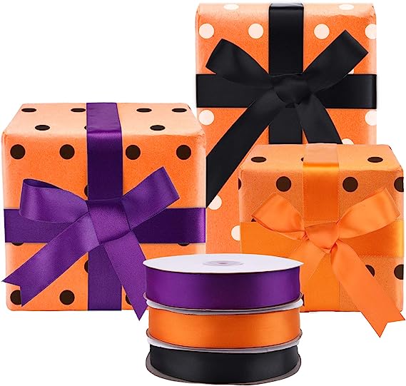  4 Rolls Halloween Satin Ribbons for Wrapping Gifts, Halloween  Orange Ribbons for Decoration DIY Party, 0.4/0.9 X 5 Yards Candy Skull Black  Ribbon for Gift Wrapping Fall Crafts Supplies : Everything