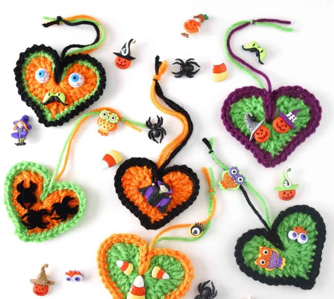 Crochet Halloween Hearts