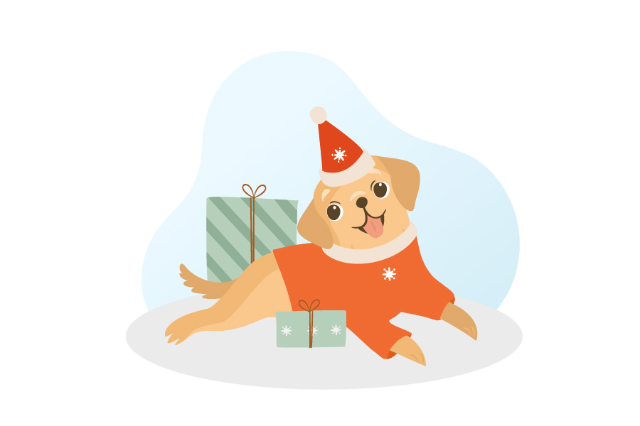 Gift Sticker : Golden Retriever Christmas Dog Present Pet Animal