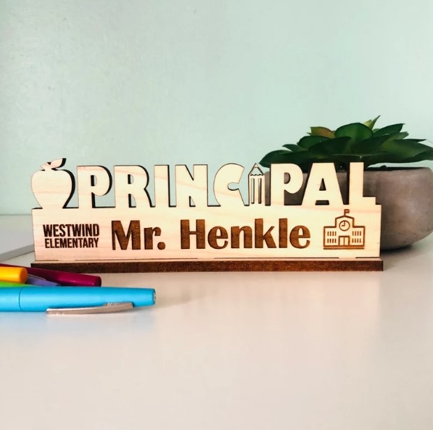 Desk Name Sign School Principal Wooden Plaque