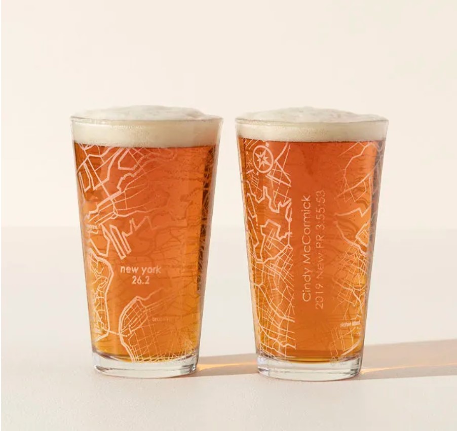 Personalized Etched Marathon Pint Glass Set