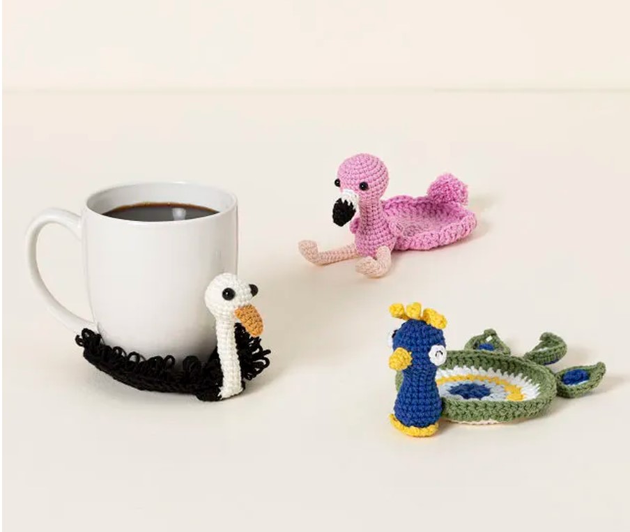 Handmade Colorful Bird Cup Coasters