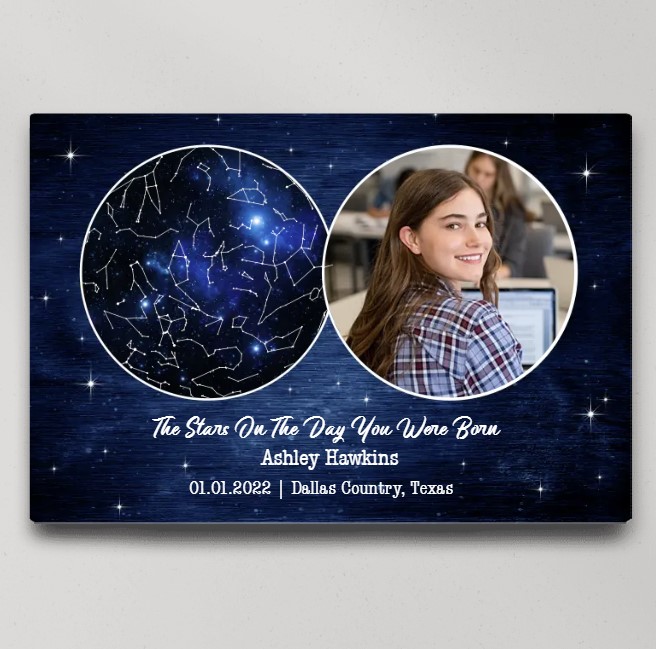 Star Map Canvas Poster For 21st Birthday