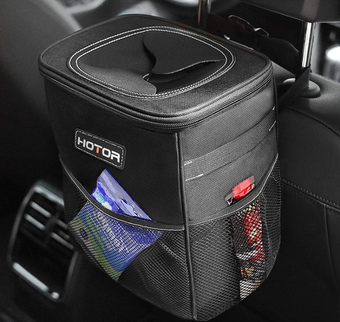 EcoNour Car Trash Can with Triple Mesh Pockets