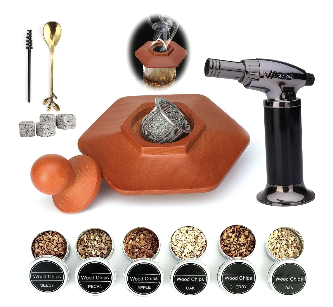 Amazon.com: Cocktail Smoker Kit with Torch & Stand - 4 Wood Chips for Old  Fashioned Smoker Kit, Bourbon Whiskey Gifts for Men, Birthday Gifts for  Men, Dad, Husband, Fathers Day Gift from