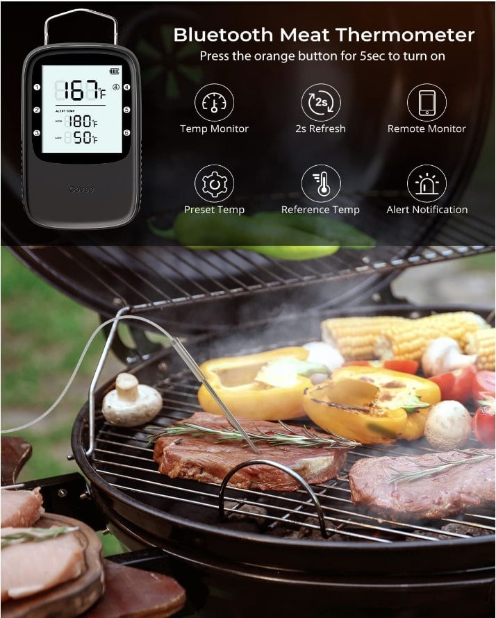 Govee WiFi Meat Thermometer with 4 Probe, Smart Bluetooth Grill Thermometer  with Remote App Notification Alert, Digital Rechargeable BBQ Thermometer