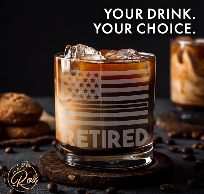 Engraved Flag Military Glass