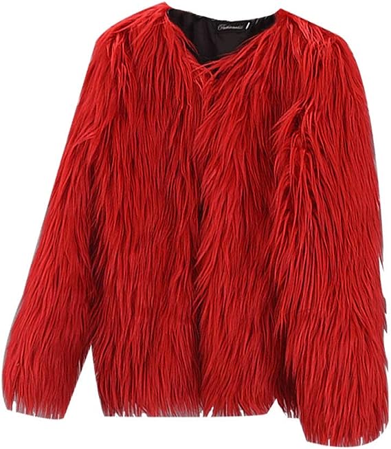 Cruella De Bills Buffalo Faux Fur Coat Red White and Blue USA 