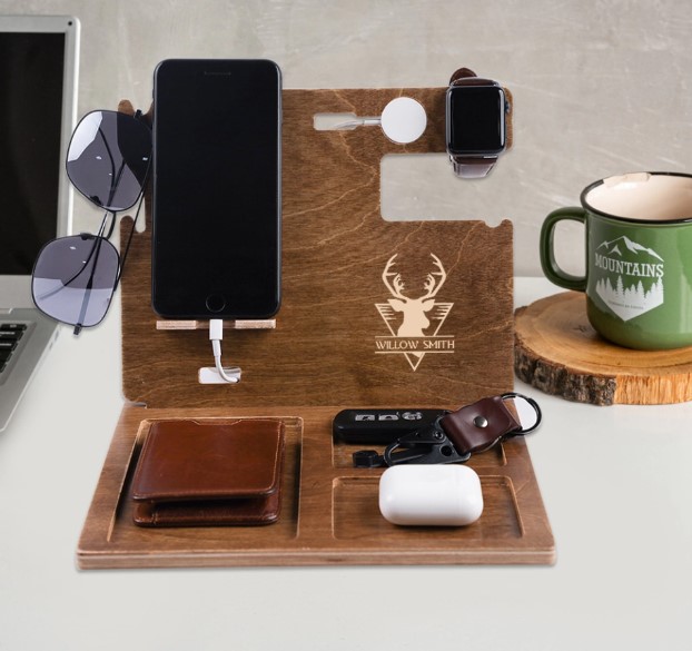 Gooin Global Personalized Hunting Gifts for Men Who Have Everything -  Handmade Luxury Wooden Desk Organizers Gift for Hunter. Anniversary Unique  Gift