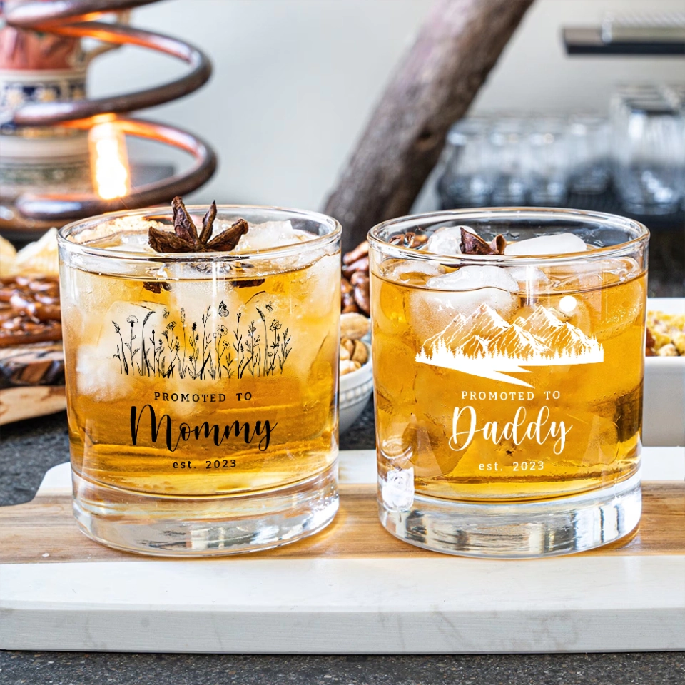 Promoted To Mommy/Daddy Bar Glass