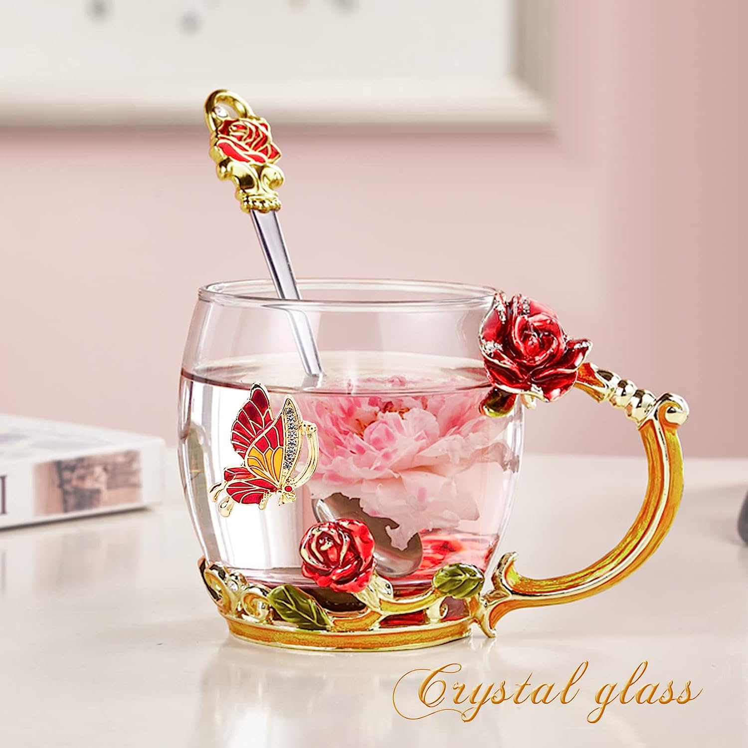 Red Tea Cup with Spoon Set