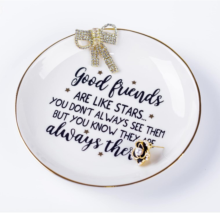 PUDDING CABIN Birthday Gifts for Friends Female Ring Trinket Dish - “Good  Friends Are Like Stars You Don't Always See Them But You Know They Are