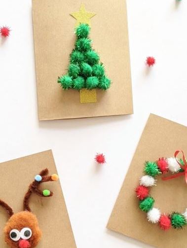 Christmas Tree With Pom Poms Christmas Greeting Card - Papyrus