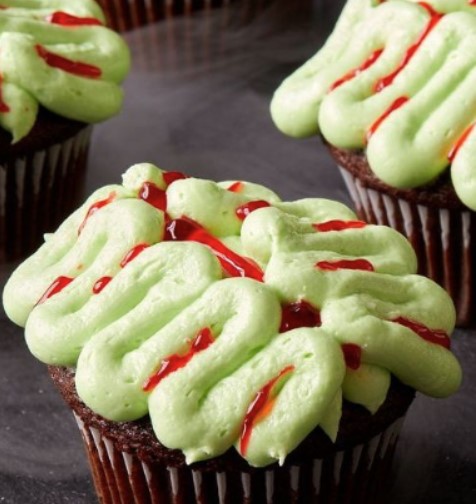 Zombie Brain Cupcakes