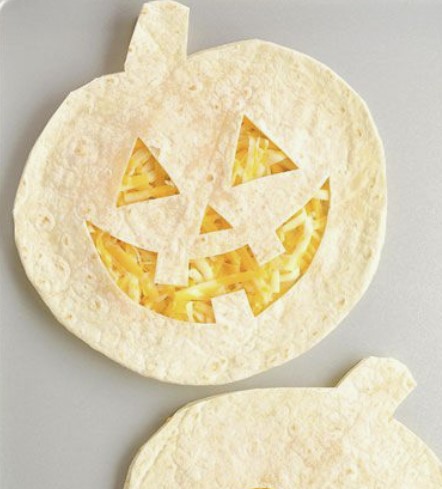 Jack-O-Lantern Cheese Quesadillas