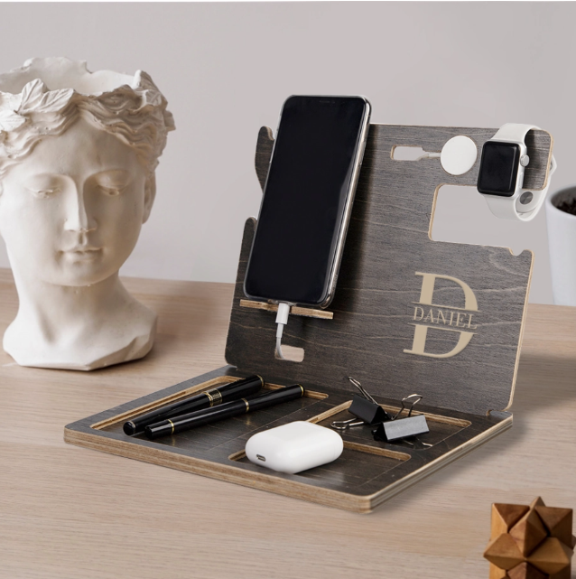 Custom Monogram Wooden Docking Station